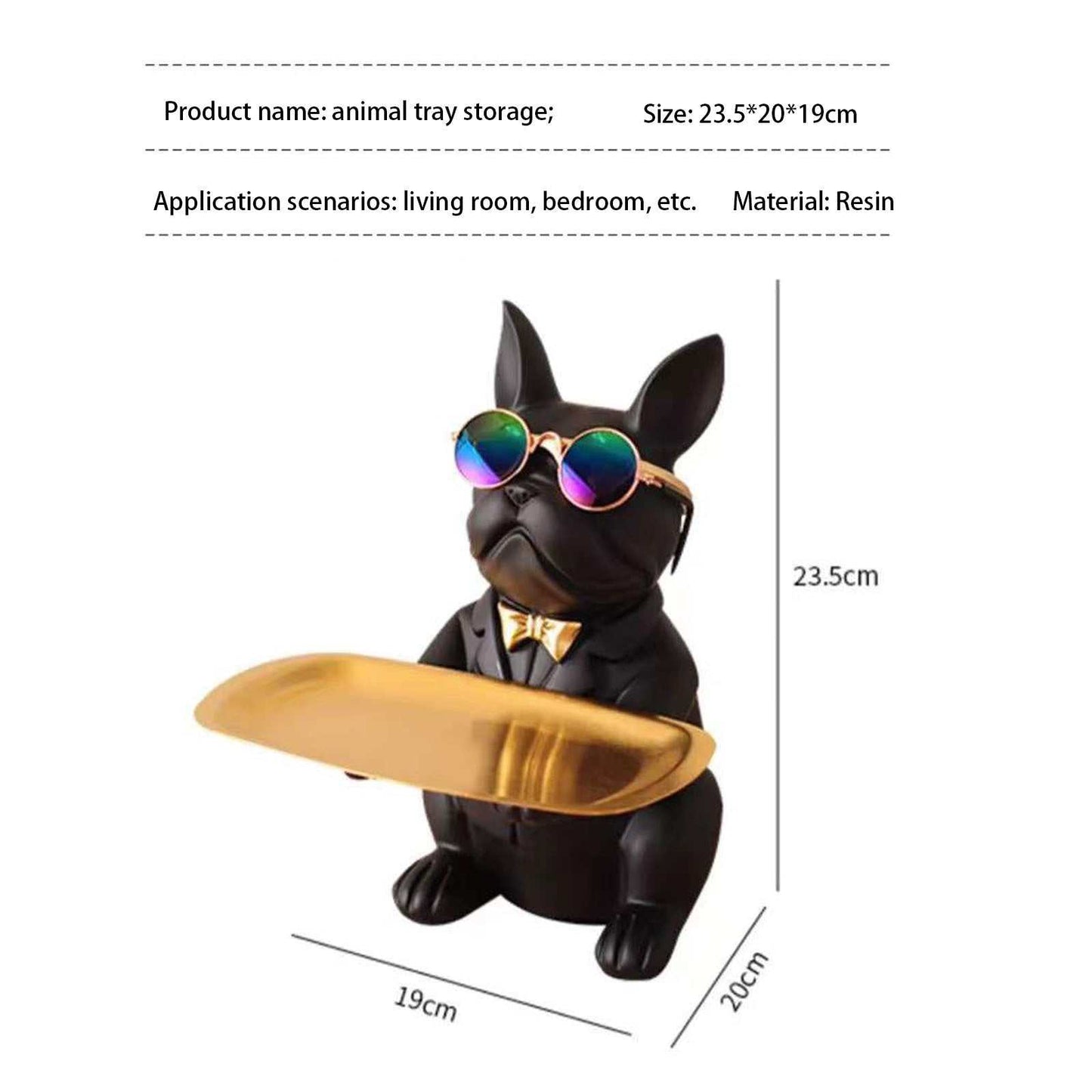 French Bulldog Statue Home Decoration, Cute Dog Statue With Tray French Bulldog Accessories Gift, Black Or Brown Sculpture Home Decoration Coin Savings Bank Storage - The Peppermint Room