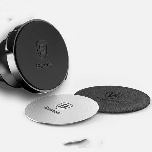 Magnetic cell phone holder with leather and stainless steel plates for hands-free car use