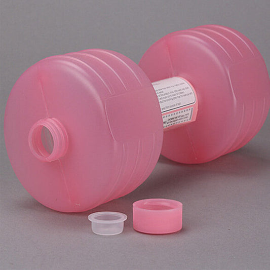 Pink water dumbbell gym weight with removable cap for adjustable fitness training