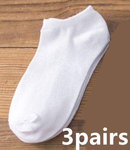 White breathable cotton ankle socks for casual and sports wear, pack of 3 pairs