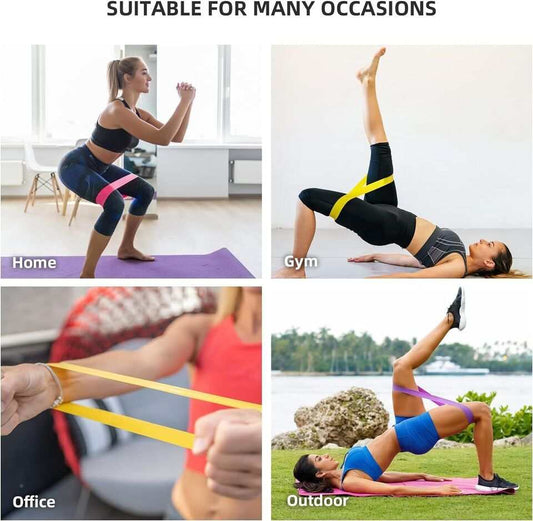 Resistance loop exercise bands used for workouts at home, gym, office, and outdoor fitness sessions