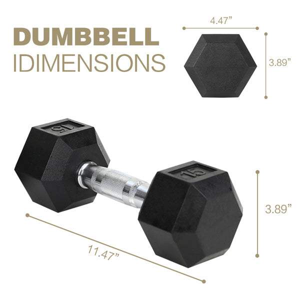 15LB 2 HDRS Rubber Coated Dumbbells Solid Cast Iron Dumbbells, Not Shipped On Weekends - The Peppermint Room