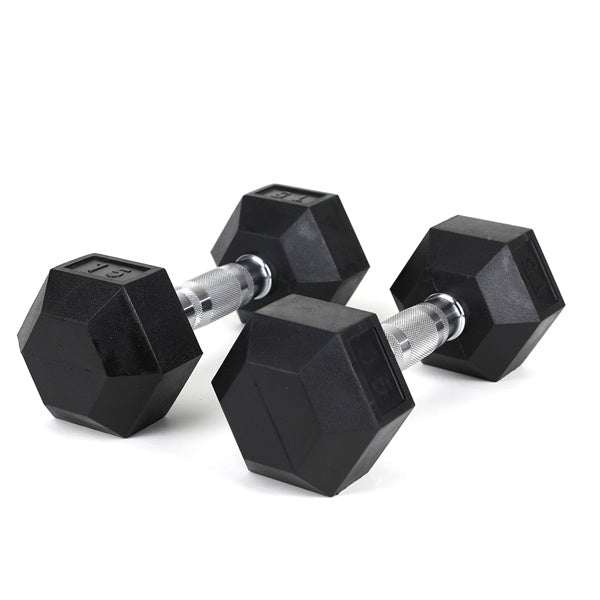 15LB 2 HDRS Rubber Coated Dumbbells Solid Cast Iron Dumbbells, Not Shipped On Weekends - The Peppermint Room