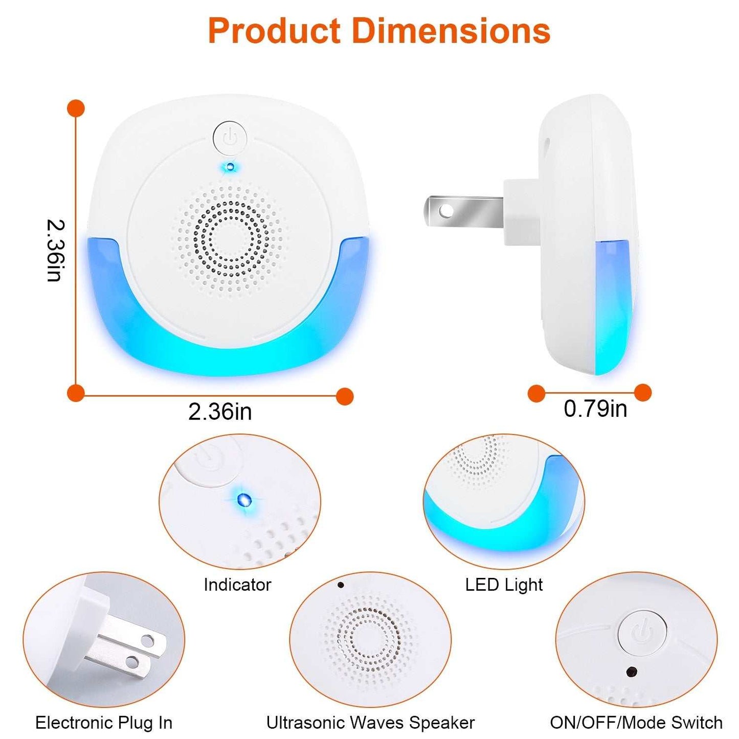 6 Packs Ultrasonic Pest Repellers Plug-In Indoor Pest Control Mouse Repellent Chaser Deterrent For Home Kitchen Office Warehouse Hotel - The Peppermint Room