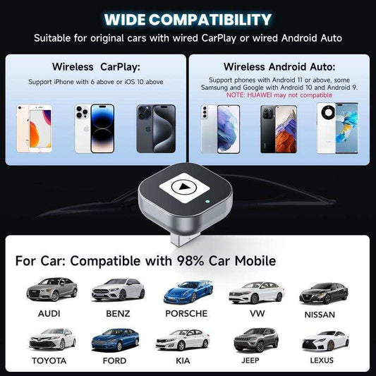 2025 Wireless CarPlay Adapter For IPhone And Android Fast Connection No Delay Hands-free Calling Wireless Car Electronics Adapter - The Peppermint Room