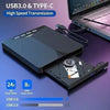 External USB 3.0 DVD CD RW Writer Burner with 4-port USB hub and card readers connected to laptop