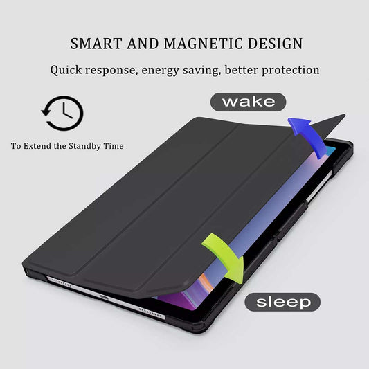 Black leather smart cover flip case for Galaxy Tab A9 PLUS 11 inch 2023 with auto sleep/wake and magnetic design