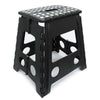 Large black folding step stool with 150KG capacity and white polka dot top for home and kitchen use
