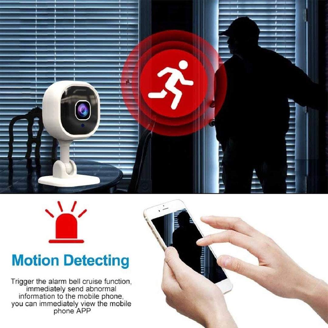 1080P HD mini security camera with night vision and motion detection for home indoor WiFi monitoring
