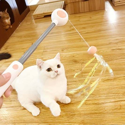 Cat Teaser Stick, Retractable Cat Wand With Replacement Head, Cat Feather Toy, Cat Interactive Toy For Indoor Cats For Relief Boredom And Exercise - The Peppermint Room