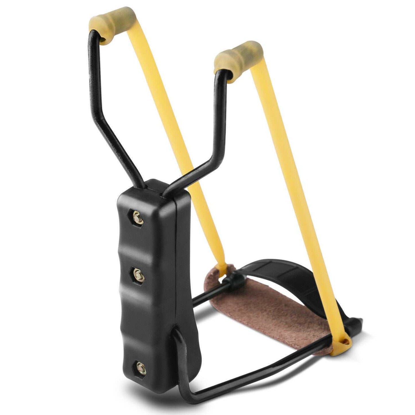 Compact folding slingshot with durable aluminum frame and surgical latex bands for outdoor hunting and target practice