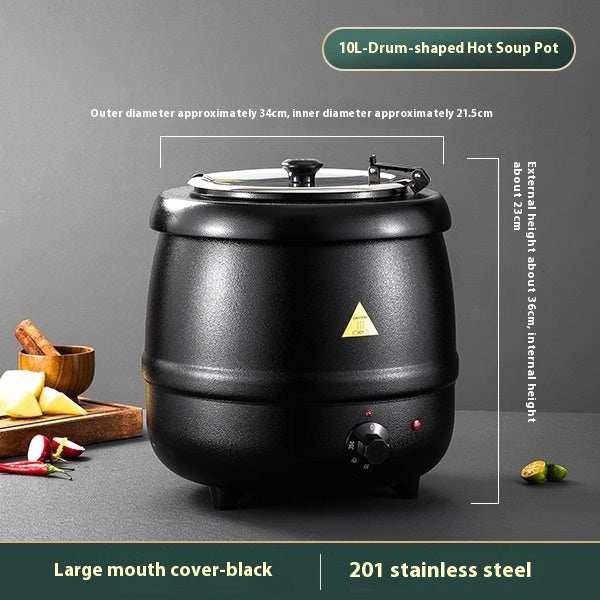 Stainless Steel Insulation Pot Stew Bucket Hotel Soup Pot Electric Heating Soup Pot - The Peppermint Room
