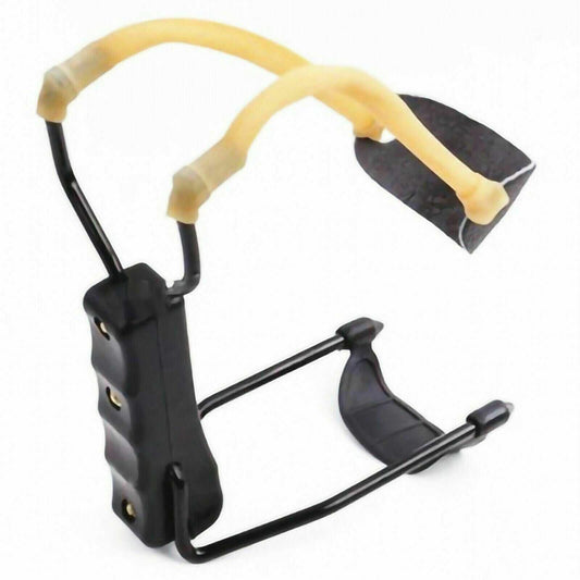 Compact folding slingshot with durable aluminum frame and surgical latex bands for outdoor hunting and sport games