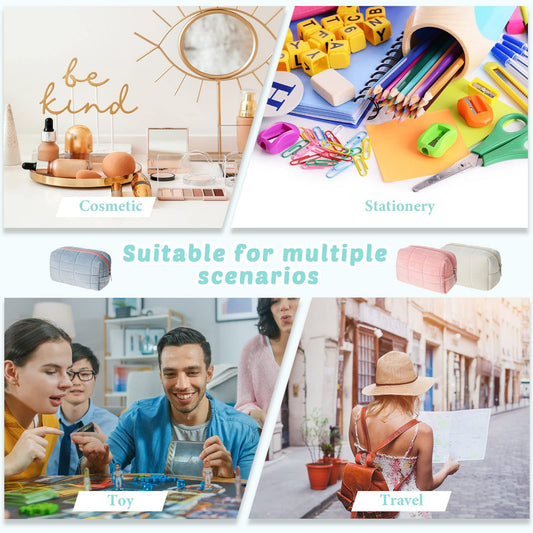 Plush Makeup Bag Checkered Cosmetic Bag Cosmetic Travel Bag Large Zipper Travel Toiletry Bag Portable Multi Functional Capacity Bag Cute Makeup Brushes Storage Bag For Women - The Peppermint Room