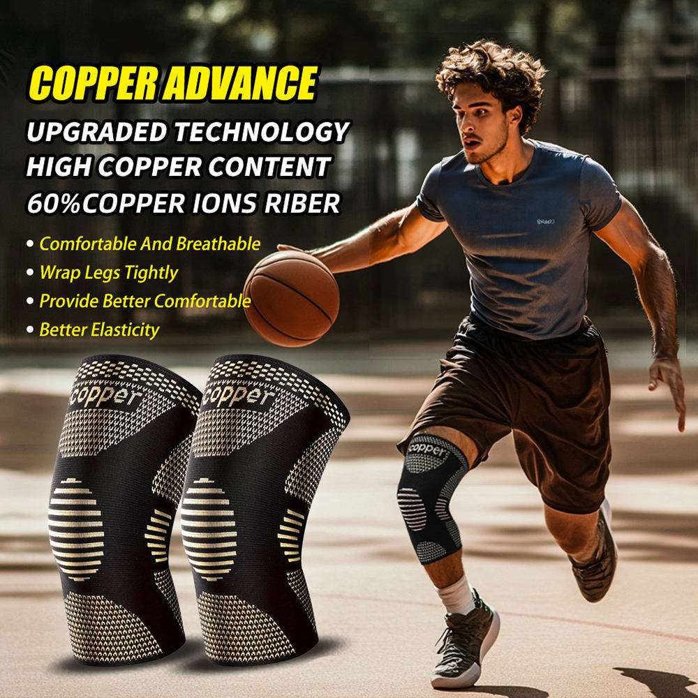 1 Pair Copper Knee Pads Ultimate Shock-Absorbing Gear For Men & Women Superior Knee Support For Sports Yoga Fitness Basketball - The Peppermint Room