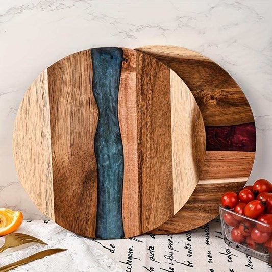 Acrylic Wood Resin Round Cutting Board Food Safe Kitchen Tray Suitable For Steak Snacks Fruits Ideal For Home And Restaurant - The Peppermint Room
