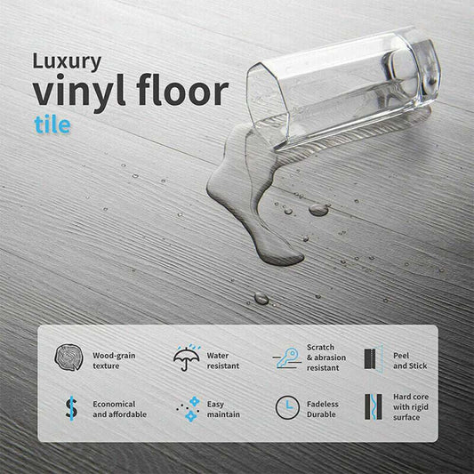 5m self-adhesive floor planks tiles with wood grain texture, water-resistant vinyl flooring for bathroom and home decor