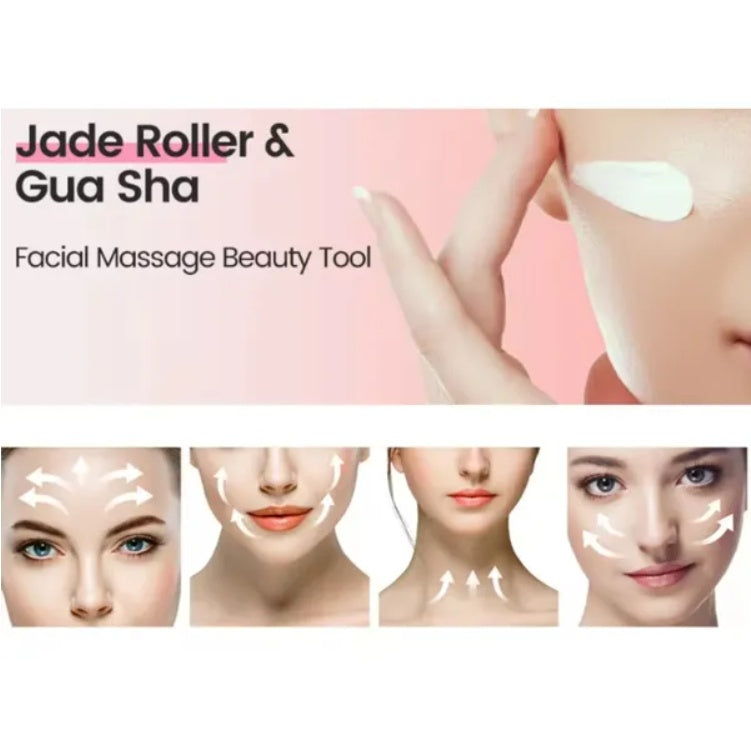 Gua Sha Board 2PCS Massage Stone For Facial Body Skincare Roller Scraping Massager Natural Resin Facial Lifting Scraper Neck Anti Wrinkle Massager Tool - The Peppermint Room