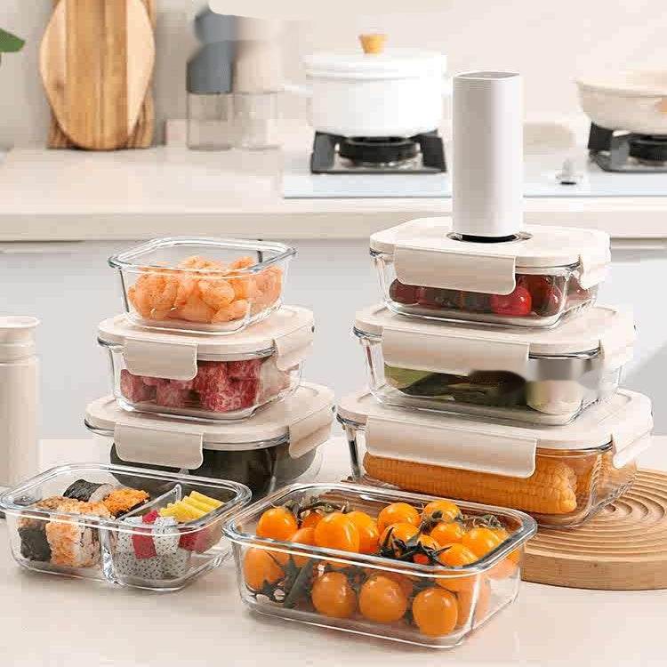 Vacuum Food Storage Box Electric Suction Timer Office Worker Microwave Oven Glass Lunch Box - The Peppermint Room
