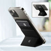 Magnetic card holder and phone stand attached to iPhone in black color