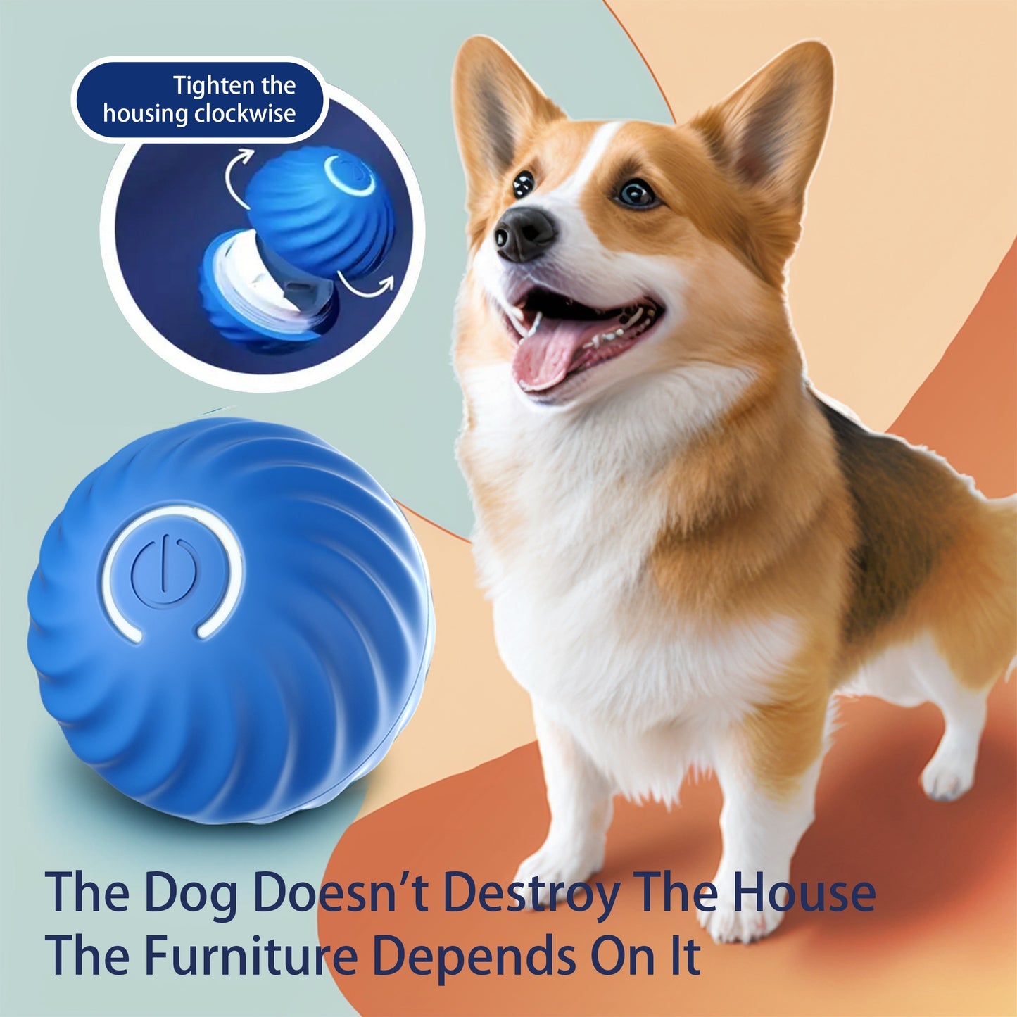 Interactive Bouncing Ball For Dogs,Automatic Smart Toy, Self-moving Rotating Stimulating Pet Entertainment, Noise-Reducing Urchin Cover,USB Rechargeable Dog Toy, Dog Electric Interactive Toy - The Peppermint Room