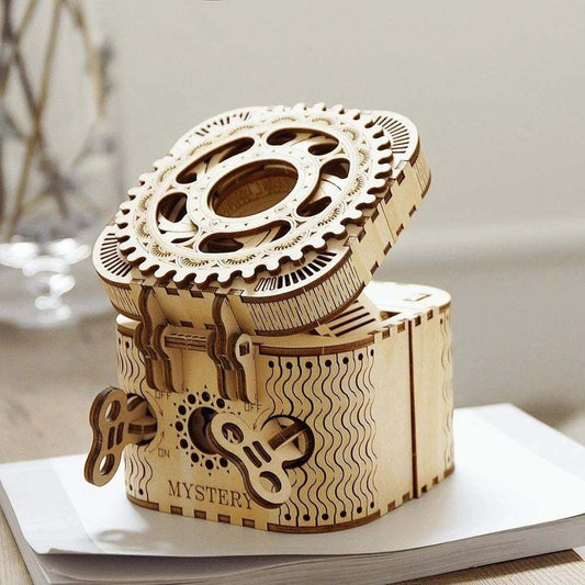 Robotime Rokr 123Pcs Treasure Box 3D wooden puzzle assembly toy with intricate gears and mystery design