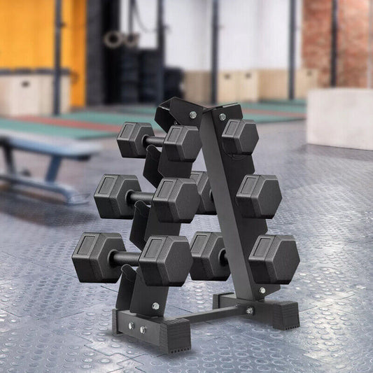 3Tier Dumbbell Rack Storage Stand Tree Hex Vertical Weight Wide Home Gym Fitness - The Peppermint Room