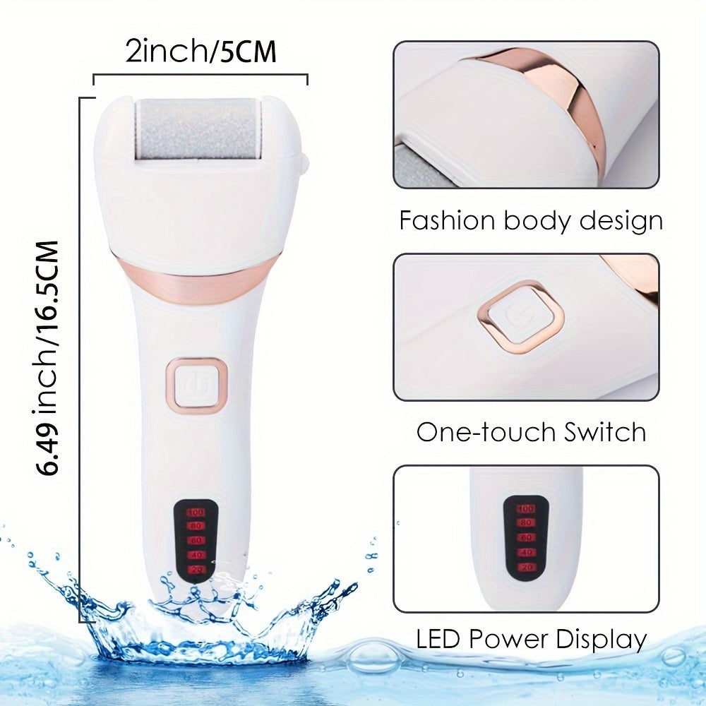 Electric Foot Grinder And Callus Remover, Electric Foot Polisher, Rechargeable Foot Washing And Pedicure Kit, Suitable For Cracked Heels And Dead Skin, With 3 Roller Heads - The Peppermint Room