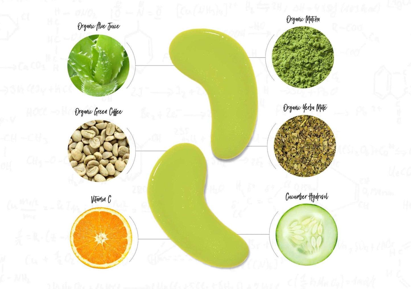 Facial fruit vegetable mask maker with organic aloe, green coffee, matcha, yerba mate, vitamin C, and cucumber ingredients for skin rejuvenation.