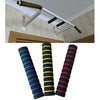 Long home workout equipment foam grip covers for horizontal bar handles in black with blue, yellow, and red stripes