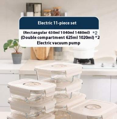 Vacuum Food Storage Box Electric Suction Timer Office Worker Microwave Oven Glass Lunch Box - The Peppermint Room