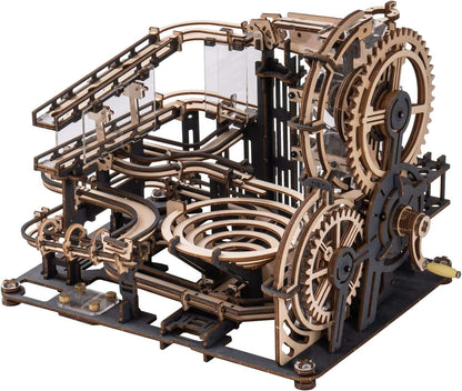 Robotime ROKR Marble Night City 3D wooden puzzle model with waterwheel and gears for kids assembly game