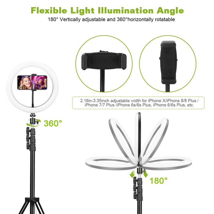 10in LED Selfie Ring Light Dimmable 120 LEDs Makeup Ring Lights With Adjustable Tripod Stand Cell Phone Holder USB Powered For YouTube Video Live Stream Makeup Photography - The Peppermint Room
