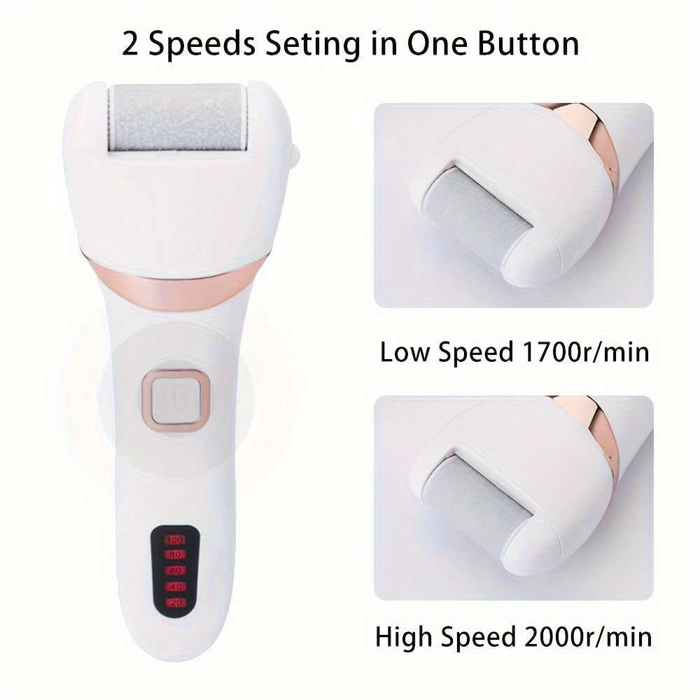 Electric Foot Grinder And Callus Remover, Electric Foot Polisher, Rechargeable Foot Washing And Pedicure Kit, Suitable For Cracked Heels And Dead Skin, With 3 Roller Heads - The Peppermint Room