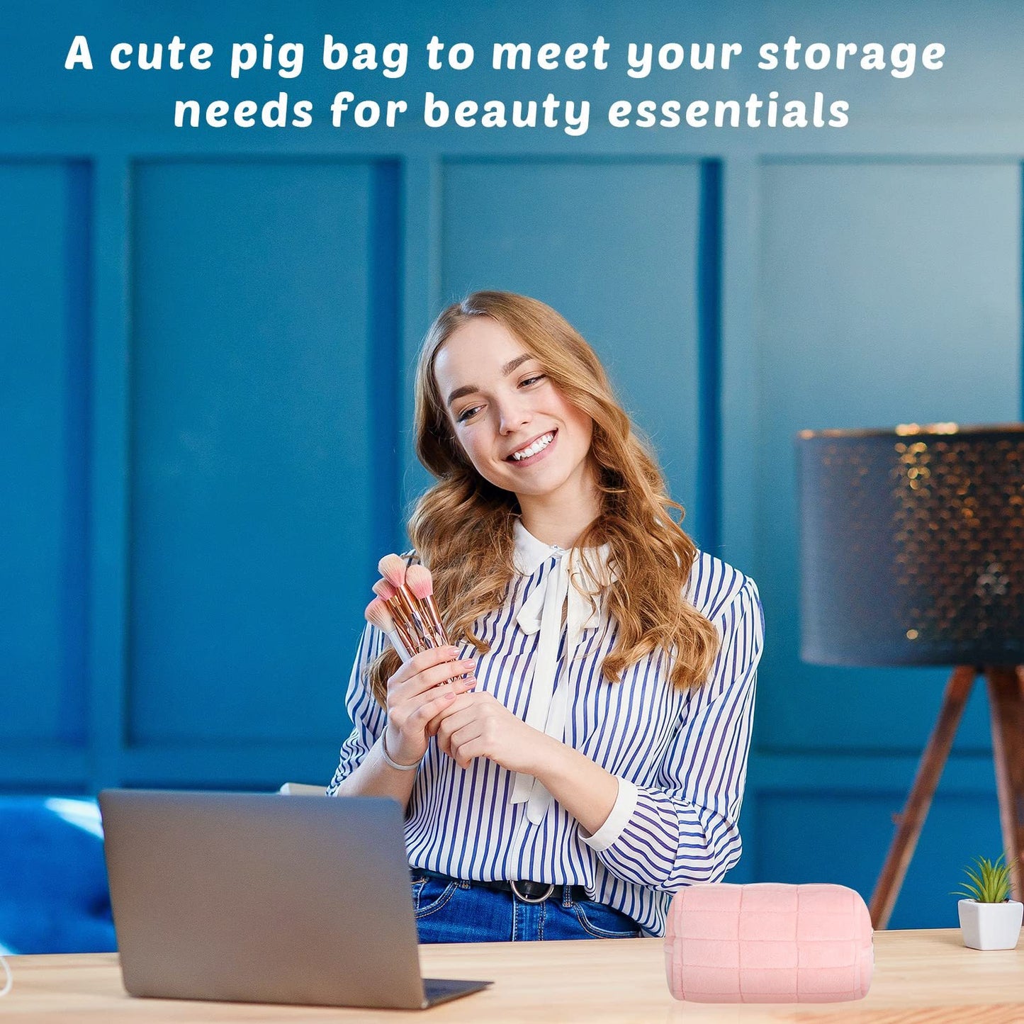 Plush Makeup Bag Checkered Cosmetic Bag Cosmetic Travel Bag Large Zipper Travel Toiletry Bag Portable Multi Functional Capacity Bag Cute Makeup Brushes Storage Bag For Women - The Peppermint Room
