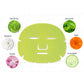 Green facial fruit vegetable mask with natural ingredients like aloe vera, green tea, chrysanthemum, calendula, rose petals, and cucumber hydrolate