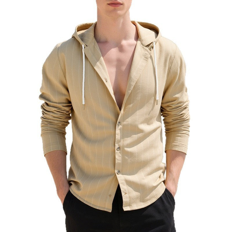 Slim-fit Hood Cardigan Casual Shirt Men - The Peppermint Room