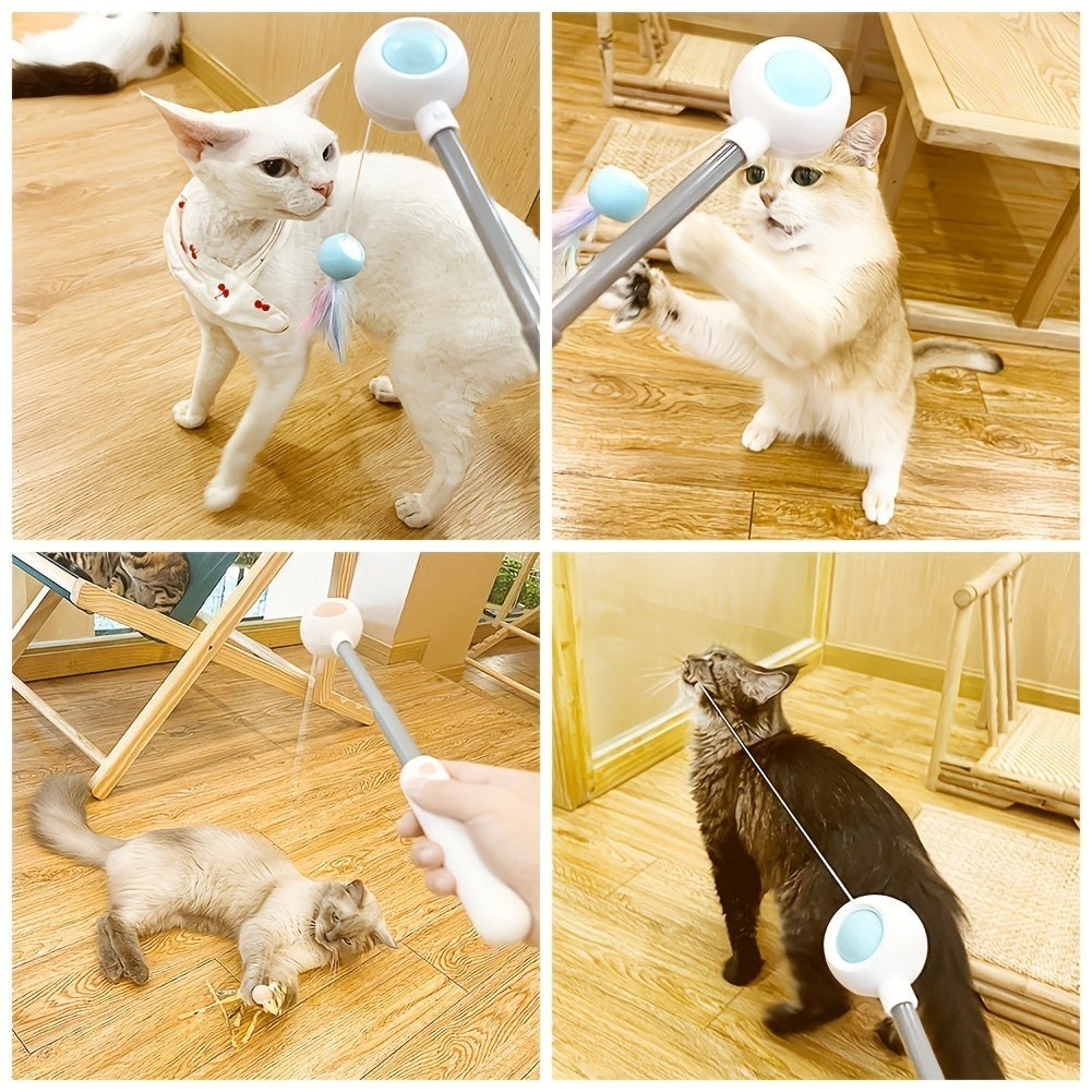 Cat Teaser Stick, Retractable Cat Wand With Replacement Head, Cat Feather Toy, Cat Interactive Toy For Indoor Cats For Relief Boredom And Exercise - The Peppermint Room