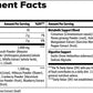 Green Superfood Powder supplement facts showing ingredient blends and nutritional values in detailed table format