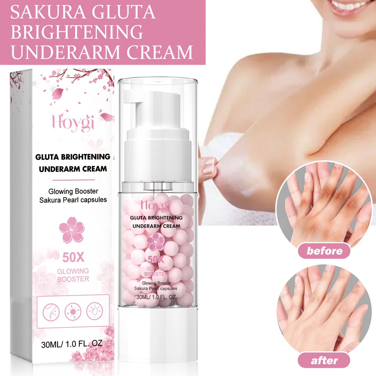 Hoygi Brightening Underarm Cream Lightens Dark Joints, Elbows And Armpits, Whitens Skin, Moisturizes And Beautifies Creams - The Peppermint Room