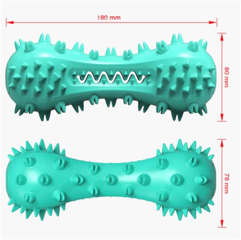 Blue rubber pet dog cleaning chew toy with serrated teeth for small to medium aggressive dogs