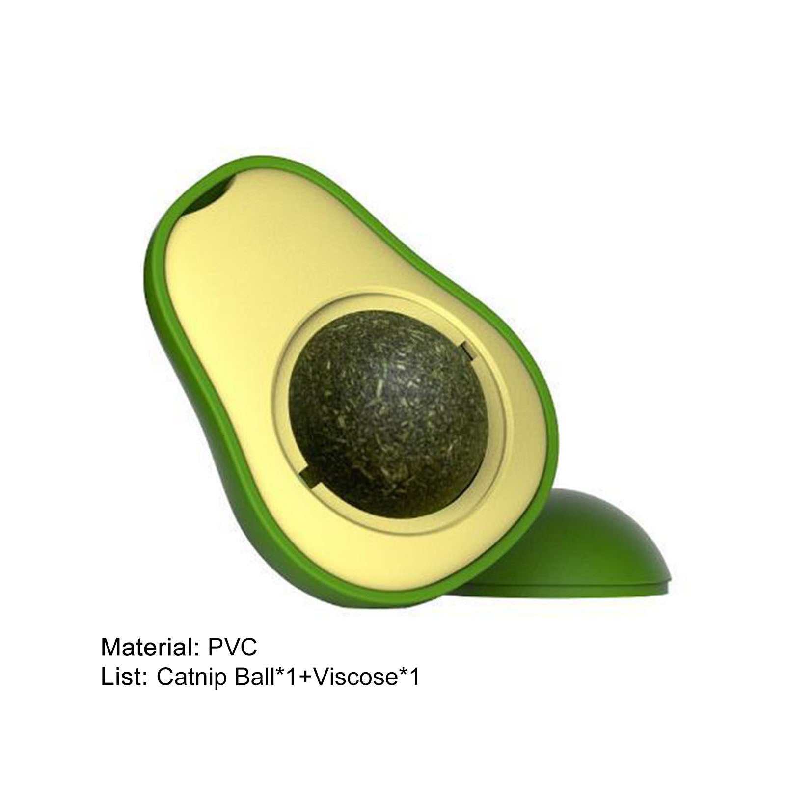 Avocado-shaped catnip toy with silvervine ball for cat teeth cleaning and play