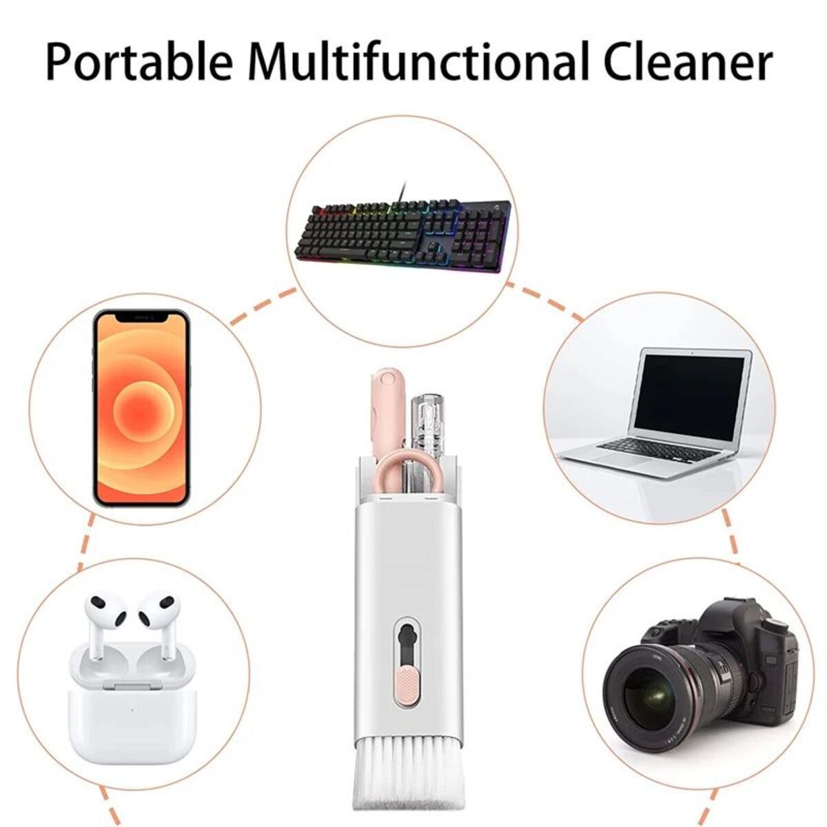 7 In 1 Computer Keyboard Cleaner Brush Kit Earphone Cleaning Pen For Headset Keyboard Cleaning Tools Cleaner Keycap Puller Kit - The Peppermint Room
