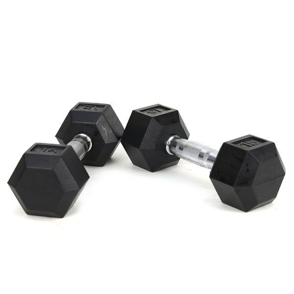 15LB 2 HDRS Rubber Coated Solid Cast Iron Dumbbells, Not Shipped On Weekends - The Peppermint Room
