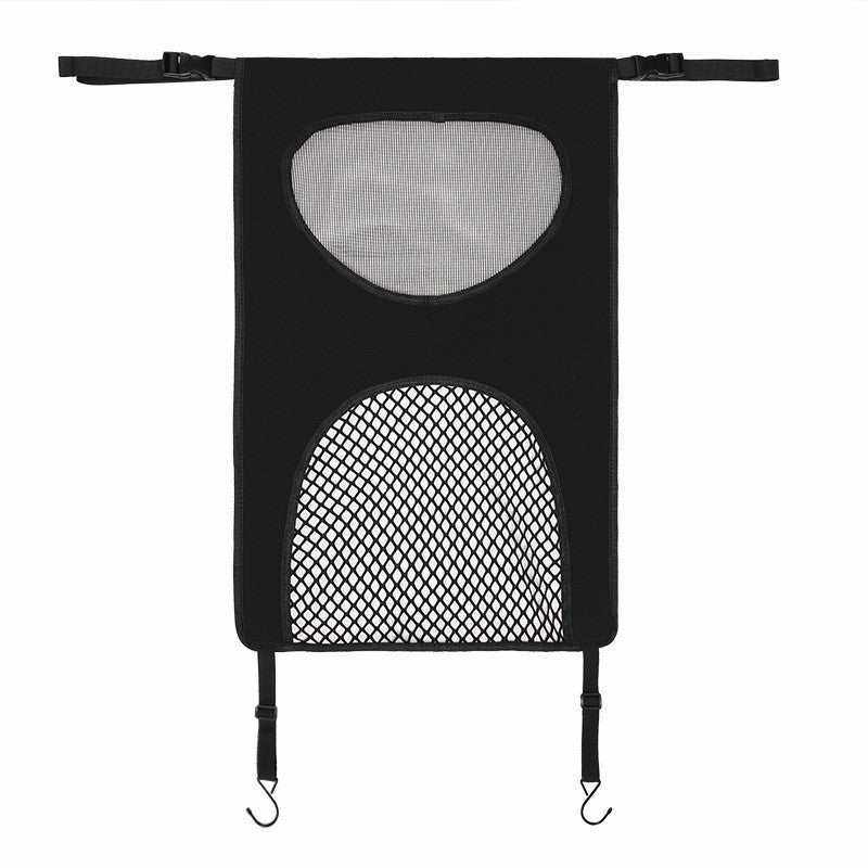 Black cloth pet guardrail with mesh window for car back seat safety