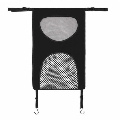 Black cloth pet guardrail with mesh window for car back seat safety