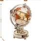 Rokr Luminous Globe 3D wooden puzzle model kit with 180 pieces no glue needed rotatable design and vintage map decoration