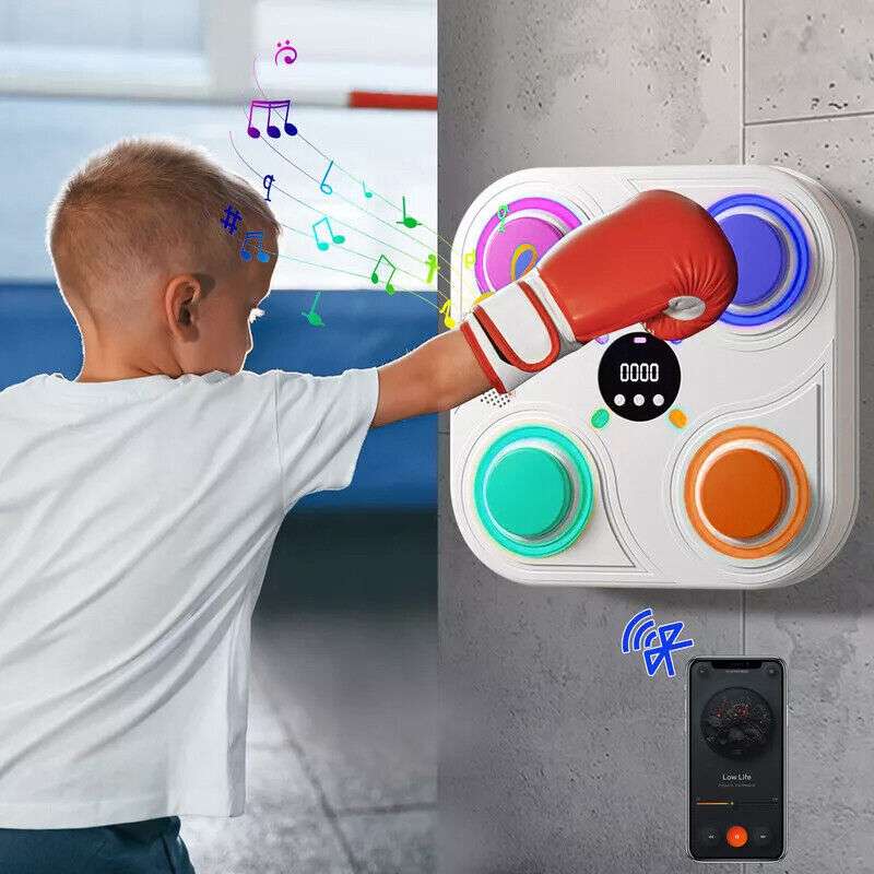 Smart punching boxing electronic music machine with LED for home training and Bluetooth connectivity