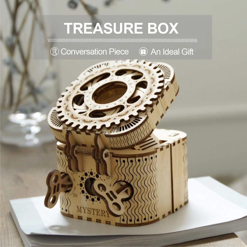 Robotime Rokr 123Pcs Treasure Box Creative 3D Wooden Puzzle Game Assembly Toys Chris Gift For Children Adults Teens Dropshipping - The Peppermint Room