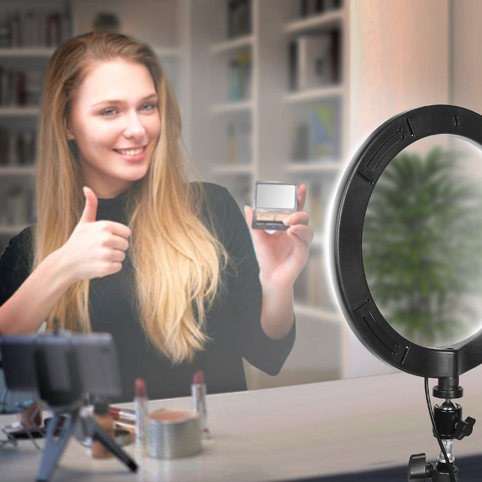10in LED Selfie Ring Light Dimmable 120 LEDs Makeup Ring Lights With Adjustable Tripod Stand Cell Phone Holder USB Powered For YouTube Video Live Stream Makeup Photography - The Peppermint Room